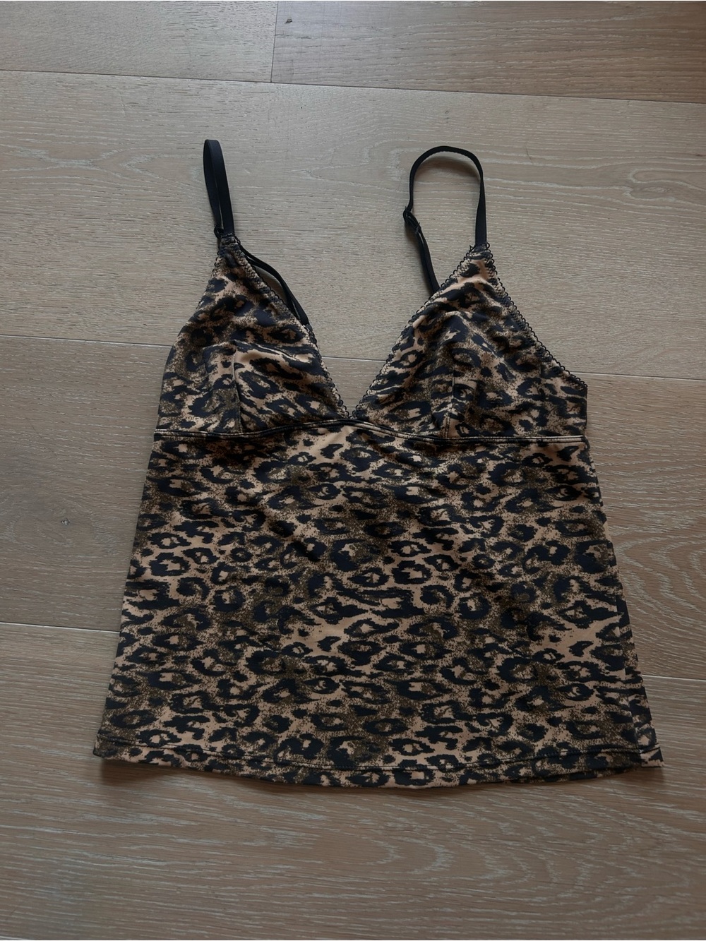 Leopard Print Cami Top with Black Straps